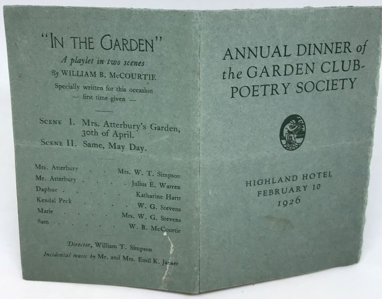 Item #1860 [MENU] Annual Dinner of the Garden Club-Poetry Society; Highland Hotel