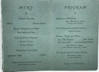 [MENU] Annual Dinner of the Garden Club-Poetry Society; Highland Hotel