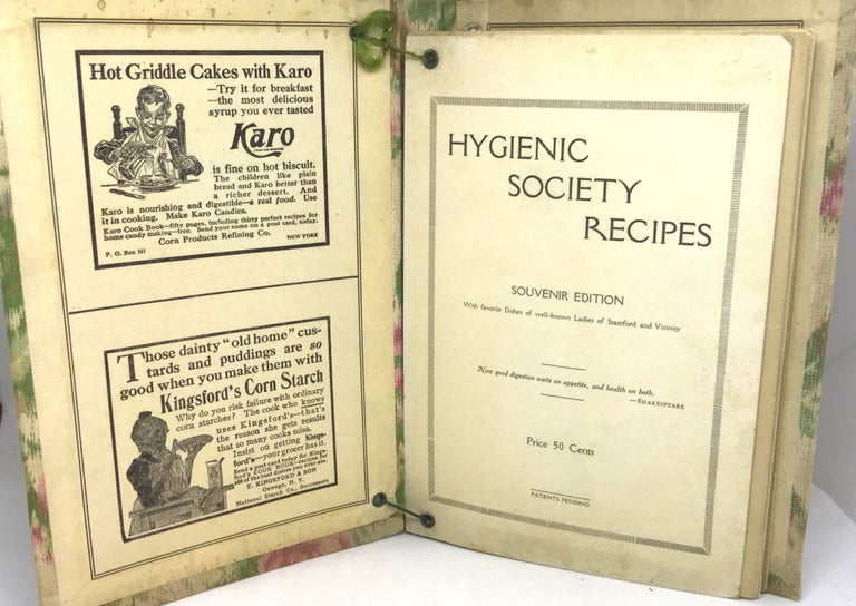 Item #1990 [COMMUNITY COOKBOOK] Hygienic Society Recipes; Souvenir Edition With favorite Dishes of well-known Ladies of Stamford and Vicinity. Hygienic Society.