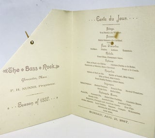 [MENU] The Bass Rock; F. H. Nunns, Proprietor - Season of 1887 -
