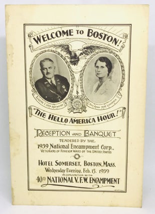 Item #2456 [MENU] Welcome to Boston! "The Hello America Hour!"; 1939 National Encampment Corp....