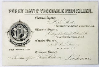 Item #2495 [QUACKERY] [TRADE CARD] PERRY DAVIS' VEGETABLE PAIN KILLER