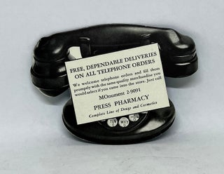 Item #2848 [DIE-CUT] [PHARMACY] FREE, DEPENDABLE DELIVERIES ON ALL TELEPHONE ORDERS. Press Pharmacy