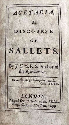 Item #2937 ACETARIA. A DISCOURSE OF SALLETS. John Evelyn