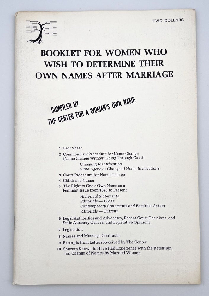 Item #3040 Booklet for Women Who Wish to Determine Their Own Names After Marriage [together with] 1975 Supplement to Booklet for Women Who Wish to Determine Their Own Names After Marriage