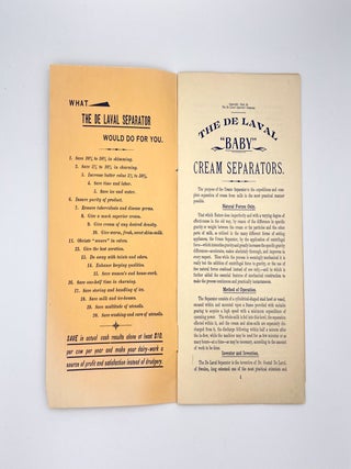 Alpha- De Laval "Baby" Cream Separators; A Practical Education in the varied advantages of centrifugal separation.