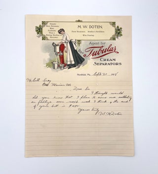 Item #3152 [AGRICULTURE] [MILK] Letter to Mr. Seth Gray. M W. Doten