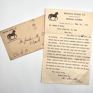 Item #3555 [HORSE BREEDING] Sale Letter to Jasper M. Clark. MORGAN HORSE CO