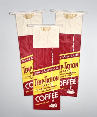 Item #3623 [COFFEE] [BAGS] TEMP-TATION BRAND COFFEE; "Fresh from the Roaster Twice Weekly" Temple...