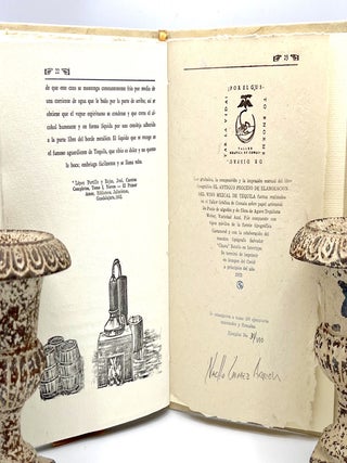EL ANTIQUO METODO DE ELABORACION DEL VINO MEZCAL DE TEQUILA. DESCRITO EN LA NOVELA 'NIEVES' EN EL SIGLO XIX POR JOSÉ LÓPEZ PORTILLO Y ROJAS, 1887; GRABADOS ORIGINALES POR NACHO GóMEZ ARRIOLA (Original Engravings by Artist)