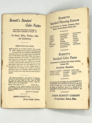 DAINTY DESSERTS and CONFECTIONS; Flavored with Burnett's Pure Extracts and Tinted with Burnett's Standard Color Pastes