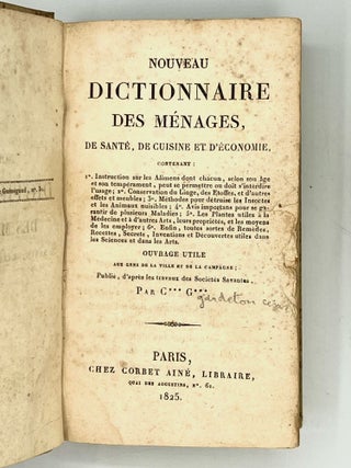 Nouveau DICTIONNAIRE DES MÉNAGES, De Santé, De Cuisine Et D'Économie