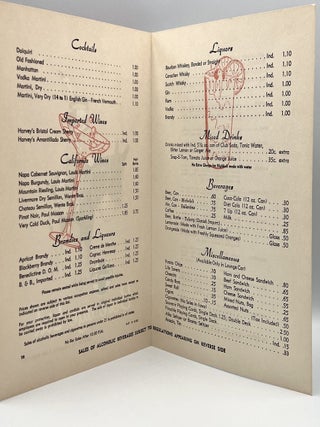 [RAILROAD] [MENU] Santa Fe Beverage List; Santa Fe Lounge Car Service