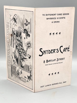 EPHEMERA] [MENU] [NEW YORK] [LIQUOR] SNYDER'S CAF&Eacute; - 8 Barclay Street - Next Door to Astor...