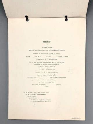 [EPHEMERA] [MENU] Annual Banquet of The Automobile Club of America; on Saturday, The Twenty-First of January, Nineteen Hundred and Five, at the Waldorf-Astoria