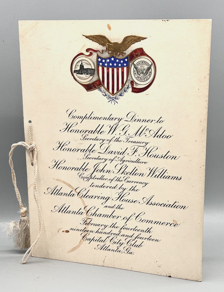 Item #5179 [MENU] Complimentary Dinner; February the fourteenth, nineteen hundred and fourteen, Capital City Club, Atlanta, Ga. Atlanta Clearing House Association, Atlanta Chamber of Commerce.